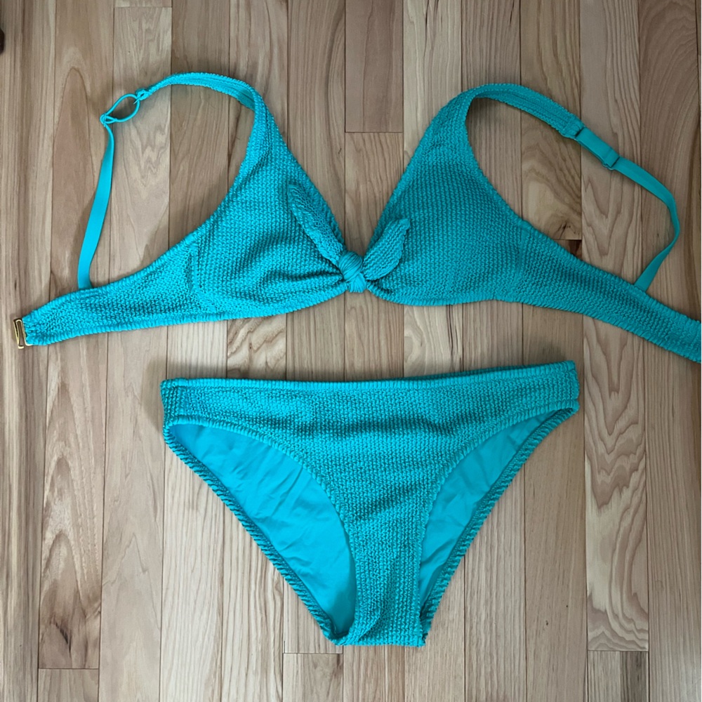 Lively Aqua Textured Bikini